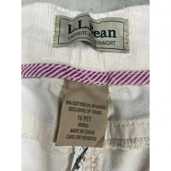 LL Bean Corduroy Pants Women’s 16 P Ivory Favorite Fit Straight Leg - Picture 8 of 8